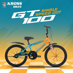 Kross GT-100 20T Kids Bicycle | Green-Orange | Single Speed | V-Brake
