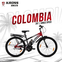 Kross Colombia 26T IBC V-Brake Single Speed Bicycle with Mudguard & Bottle Cage (Red/Black)