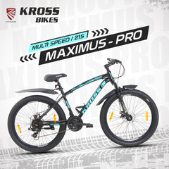 KROSS Maximus Pro 26T – 21-Speed Performance MTB with Suspension Fork, Dual Disc Brakes, Double-Wall Alloy Rims & Ergonomic Steel Frame (Black/Blue)
