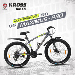 Kross Maximus Pro 26T 21-Speed MTB with Dual Disc Brakes & Suspension – Grey