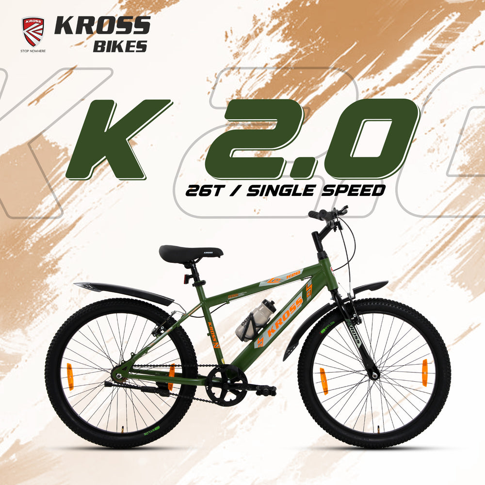 mountainbike k Kross K 2.0 26T MTB Bike – Army Green, Single Speed, Steel Frame – Kross Bikes