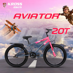 Kross Aviator 20T Kids Bicycle Grey/Pink | 20 x 2.40 Inch Tyres | Single Speed | Steel Frame | V-Brakes | Mudguards