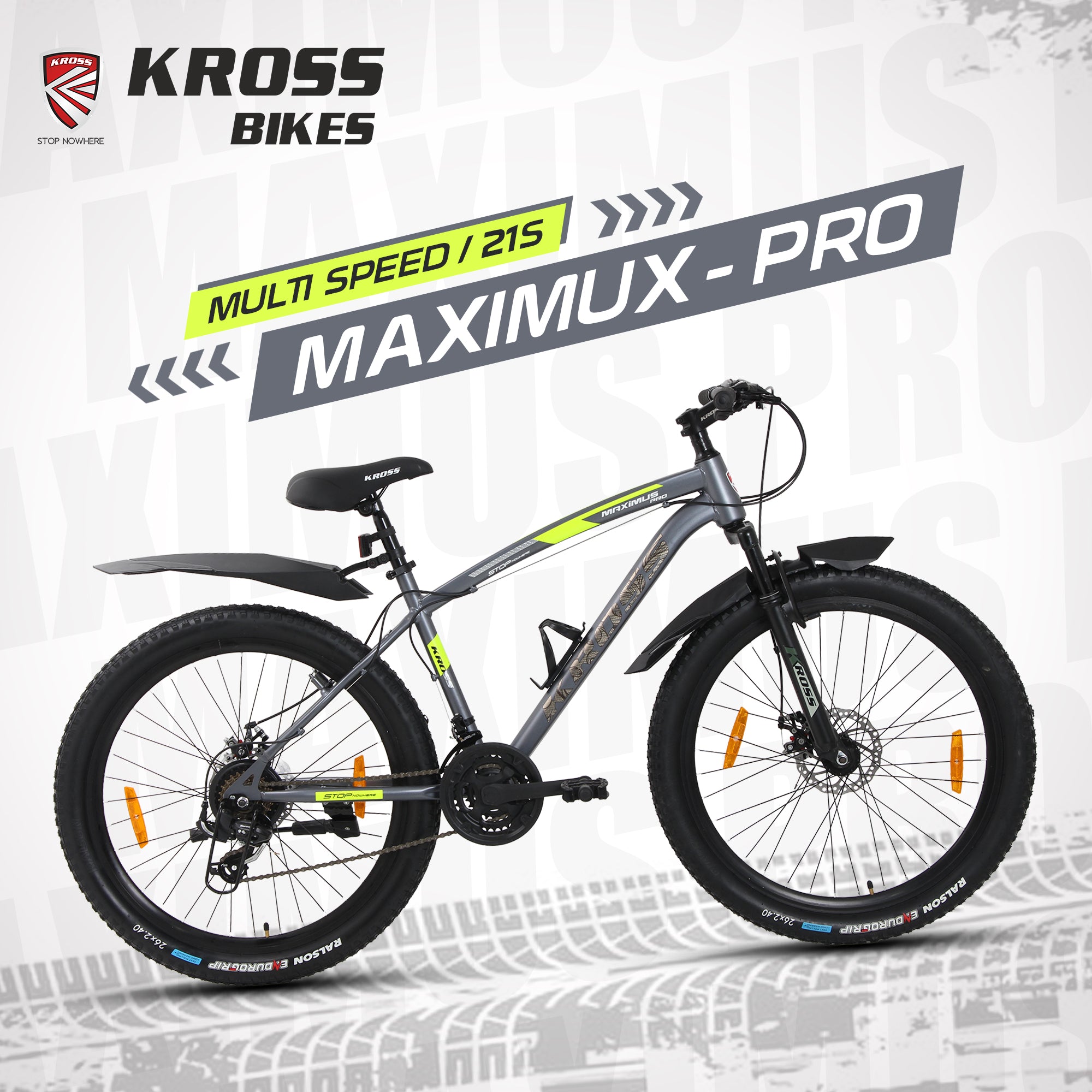 KROSS Maximus Pro 26T 21-Speed MTB with Dual Disc Brakes & Suspension – Grey