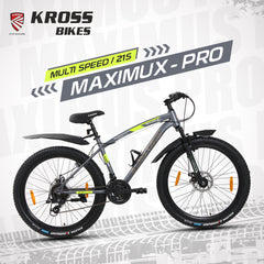 KROSS Maximus Pro 26T 21-Speed MTB with Dual Disc Brakes & Suspension – Grey