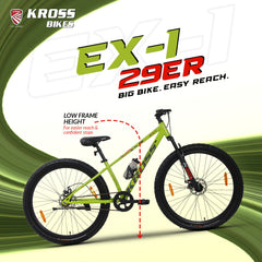 Kross EX-1 29T MTB Bicycle, 29 Inch Tyres, Front Suspension with Lockout, Dual 160mm Disc Brakes, Steel Frame, Single Speed