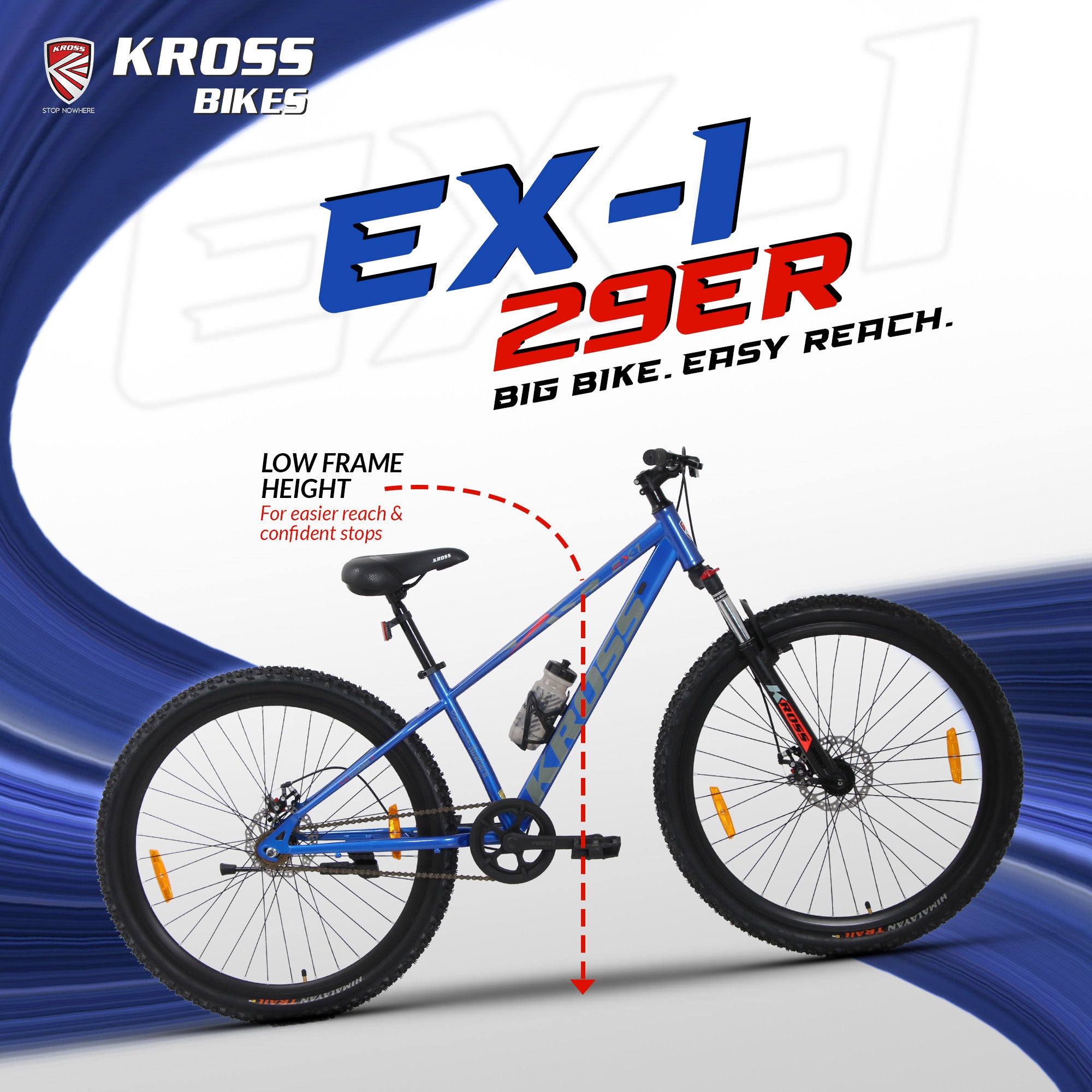 Kross EX-1 29T MTB Bicycle, 29 Inch Tyres, Front Suspension with Lockout, Dual 160mm Disc Brakes, Steel Frame, Single Speed