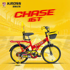 Kross Chase 16T Kids Bicycle with Caliper Brakes & Training Wheels – Ideal for 4–6 Years (Red/Yellow)