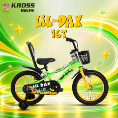 Kross Lil Dax 16T Kids Bicycle with Training Wheels, Basket & Backrest (Green)