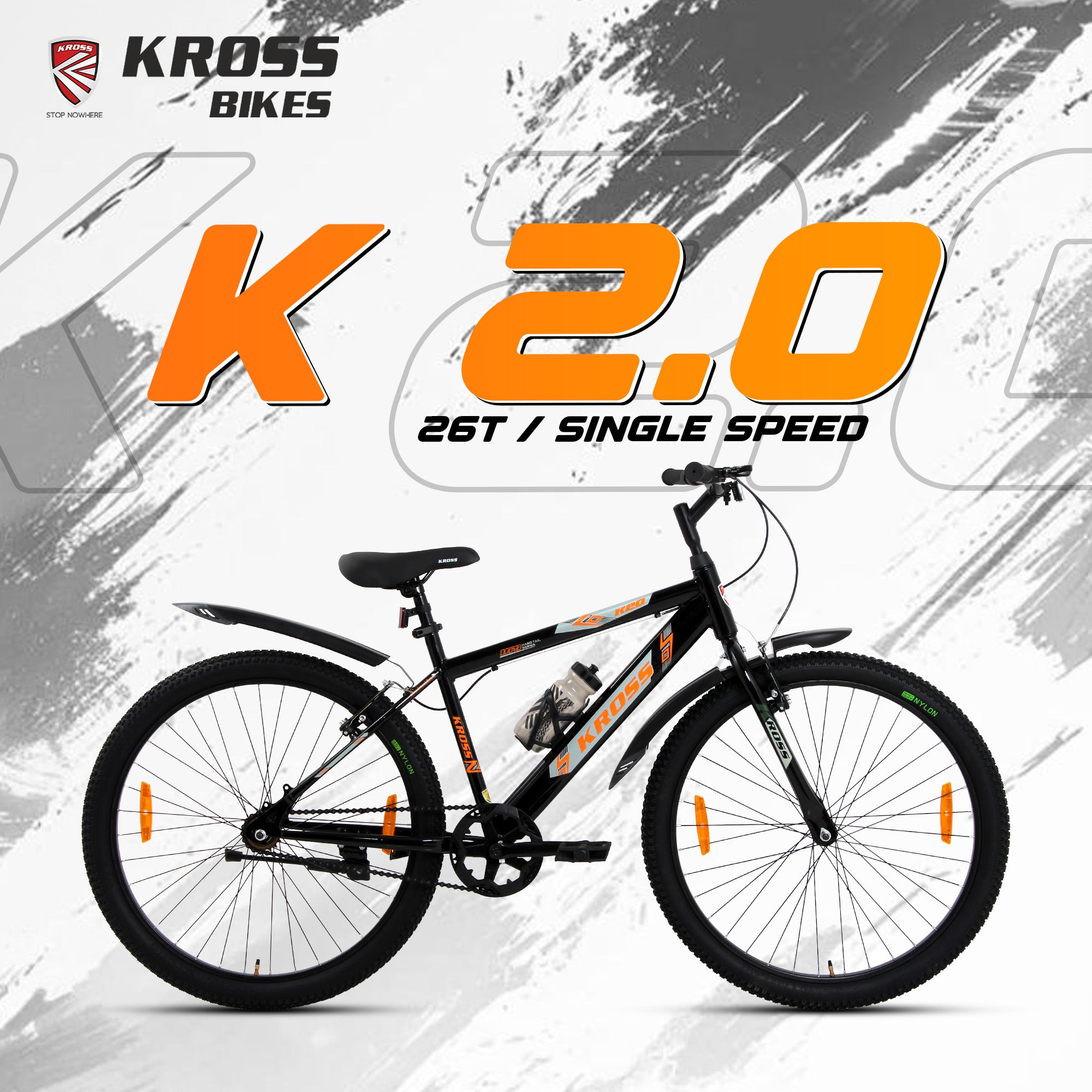 Kross K 2.0 26T MTB Bike – Black, Single Speed, Steel Frame
