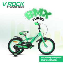 V Rock 16T BMX Turbo Green Kids Bicycle with Training Wheels & Coaster Brake