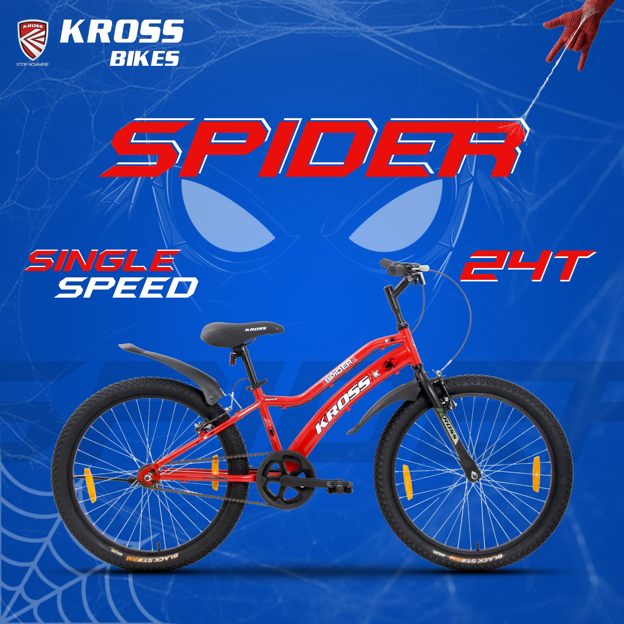 Kross Spider 24T Kids Bicycle | Steel Frame | Dual V-Brake | 24x1.95 Tires | Pink