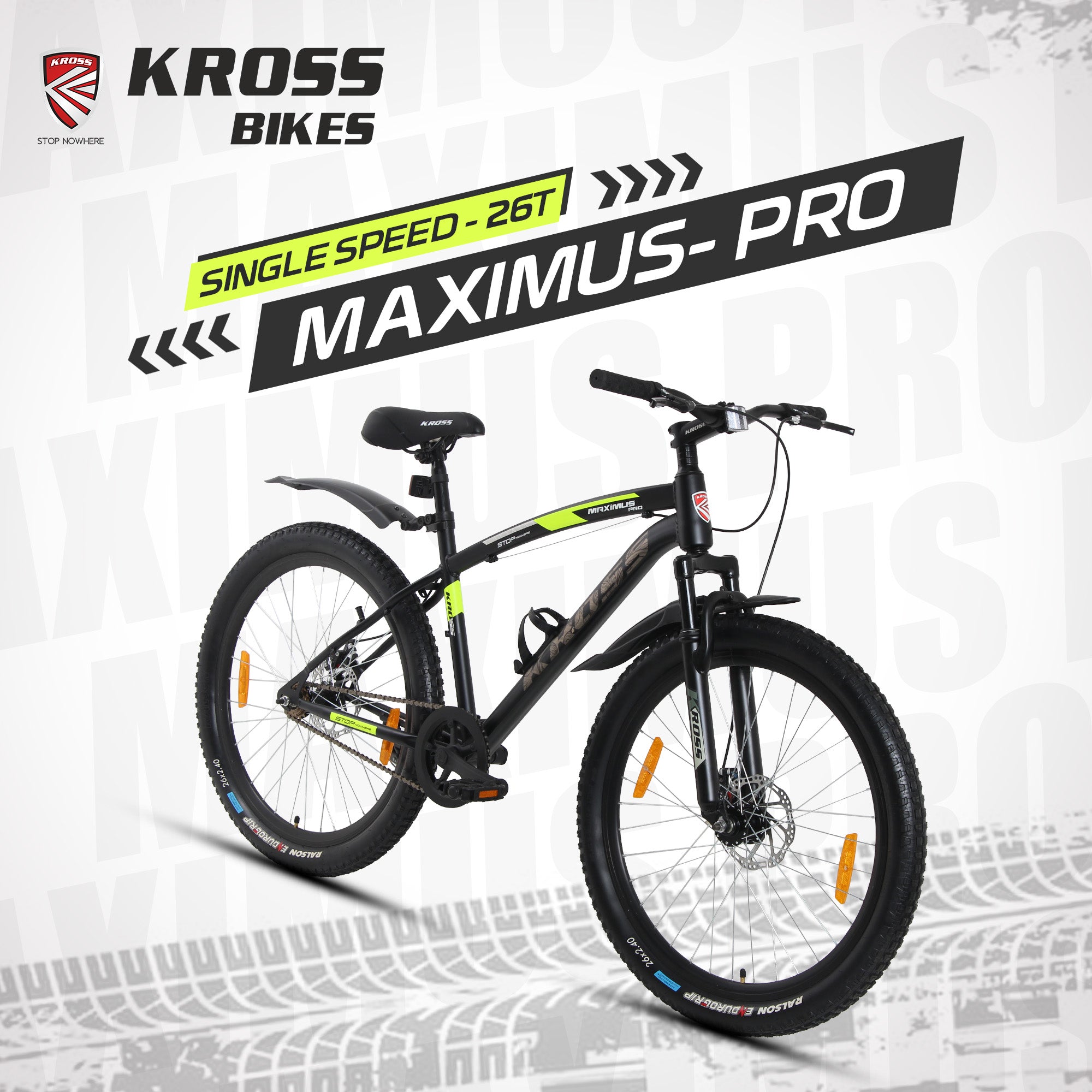 Kross Maximus Pro 26T Mountain Bike – Single Speed, Dual Disc, Glossy Black