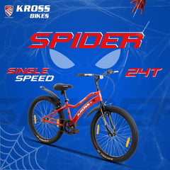 Kross Spider 24T Kids Bicycle | Steel Frame | Dual V-Brake | 24x1.95 Tires | Pink