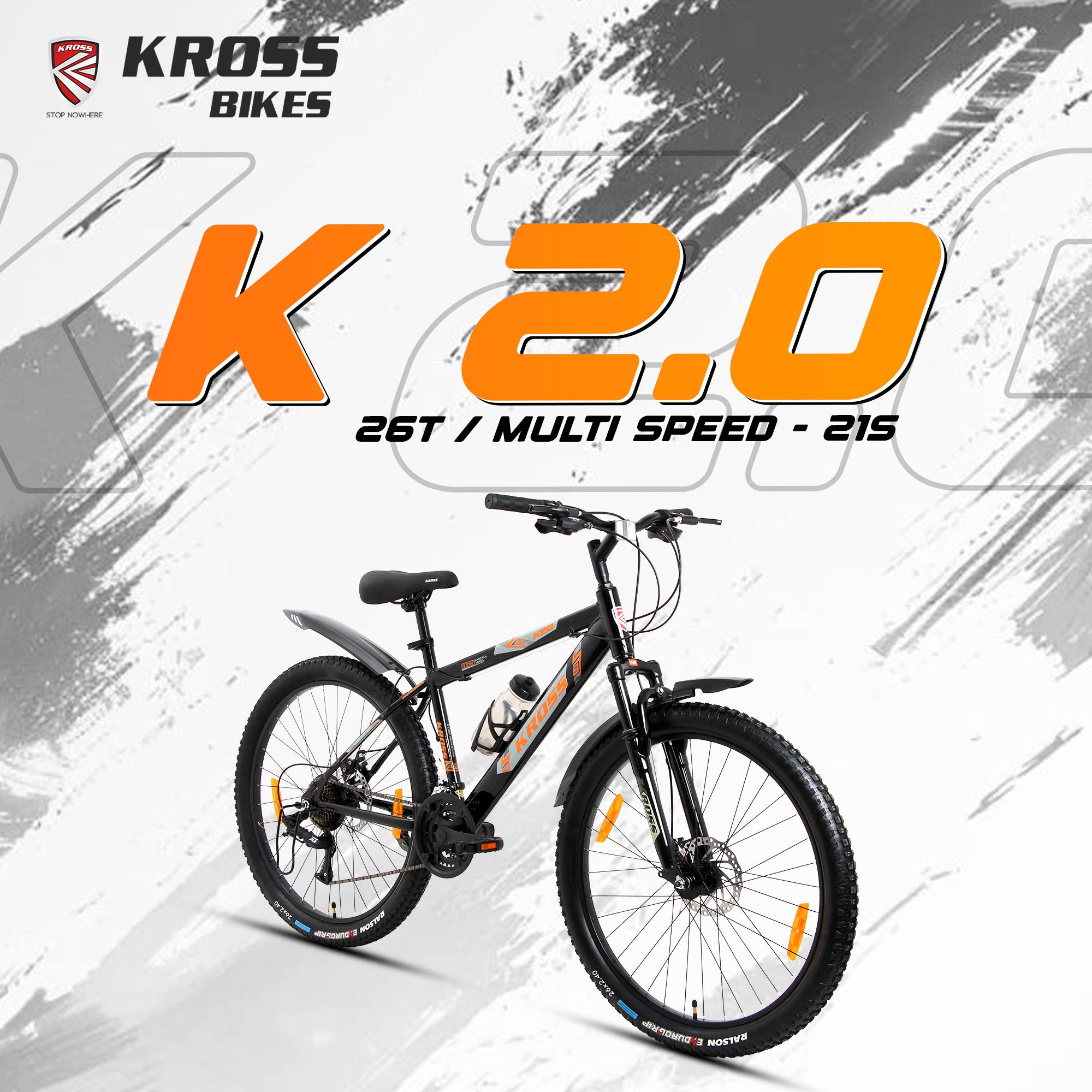 Kross K-20 Marbal 26T 21-Speed MTB Bicycle with Dual Disc Brakes & Suspension – Black