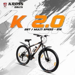 Kross K-20 Marbal 26T 21-Speed MTB Bicycle with Dual Disc Brakes & Suspension – Black
