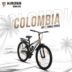 Kross Colombia 26T IBC V-Brake Single Speed Bicycle with Mudguard & Bottle Cage (Gold/Black)