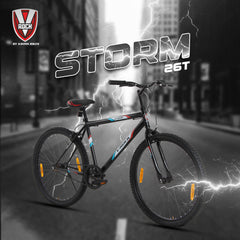 V Rock Storm 26T, Single Speed Mountain Bike, Steel Frame, Rigid Fork, Caliper Brakes Black