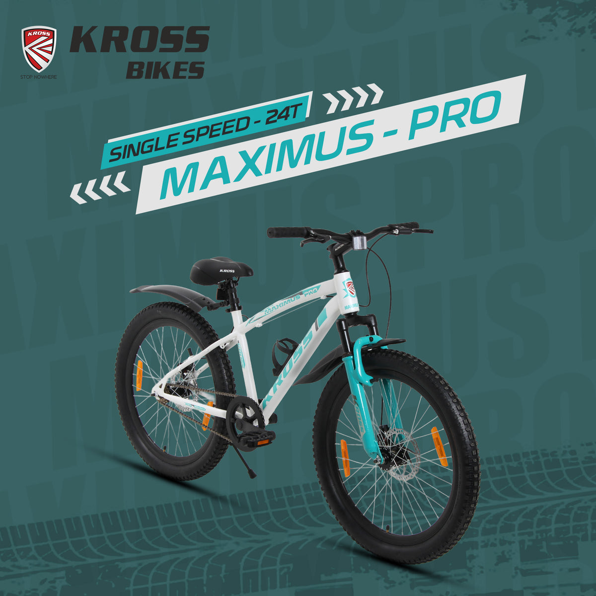 Kross Maximus Pro 24T Mountain Bike – Matte White, Single Speed / Double Disc, 24-Inch Wheels
