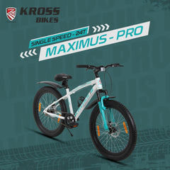 Kross Maximus Pro 24T Mountain Bike – Matte White, Single Speed / Double Disc, 24-Inch Wheels