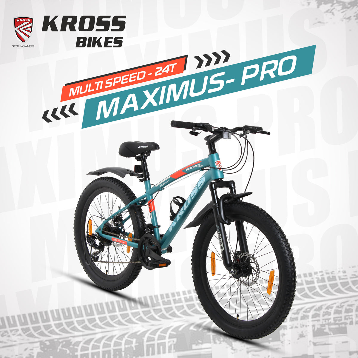 Kross Maximus Pro 24T 21-Speed MTB – Double Disc | Metallic Blue | Suspension Fork