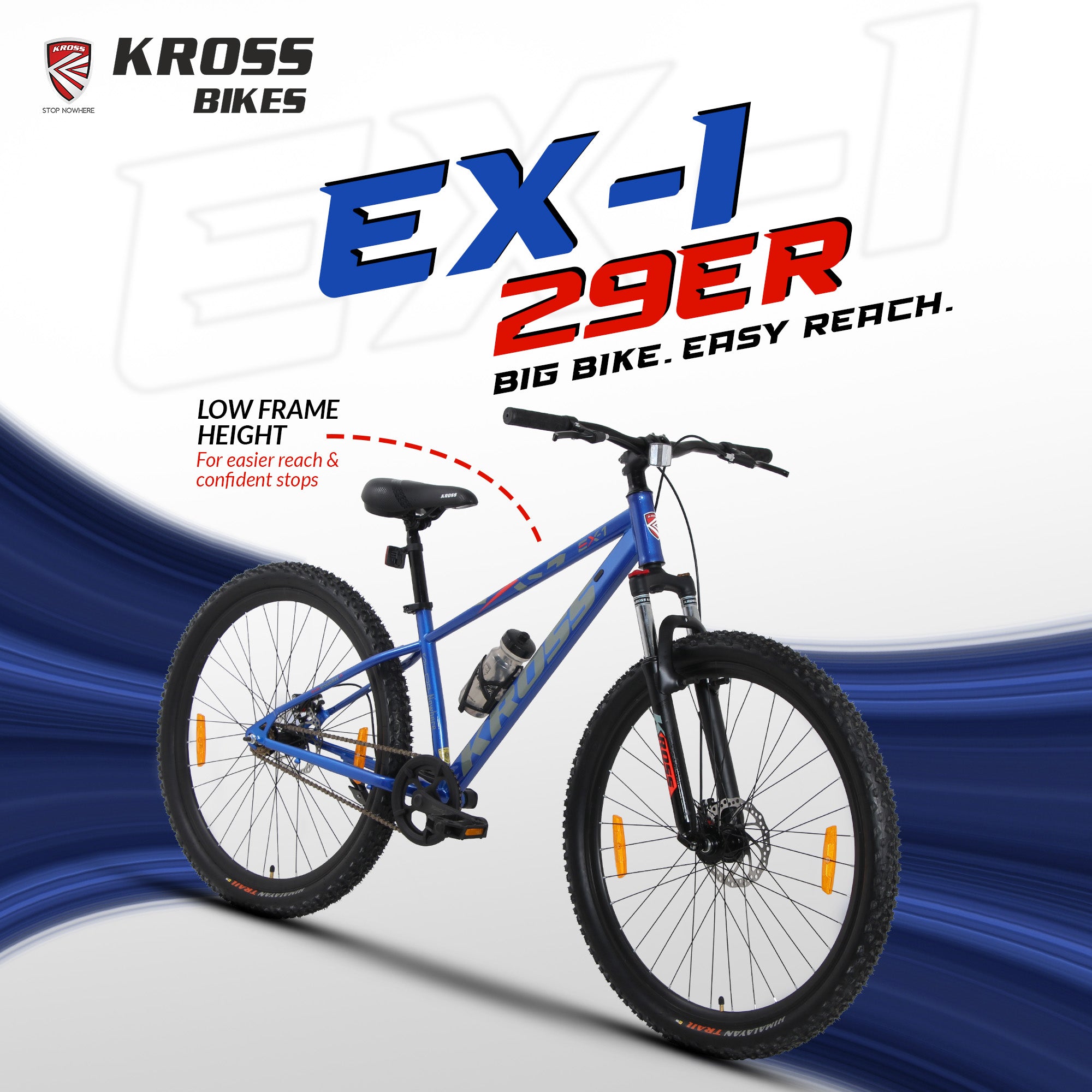 Kross EX-1 29T MTB Bicycle, 29 Inch Tyres, Front Suspension with Lockout, Dual 160mm Disc Brakes, Steel Frame, Single Speed