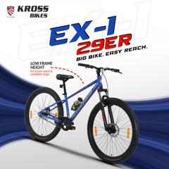 Kross EX-1 29T MTB Bicycle, 29 Inch Tyres, Front Suspension with Lockout, Dual 160mm Disc Brakes, Steel Frame, Single Speed