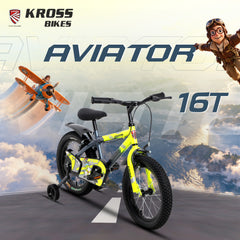 Kross Aviator 16T Kids Bicycle Grey & Green | Single Speed | Caliper Brakes