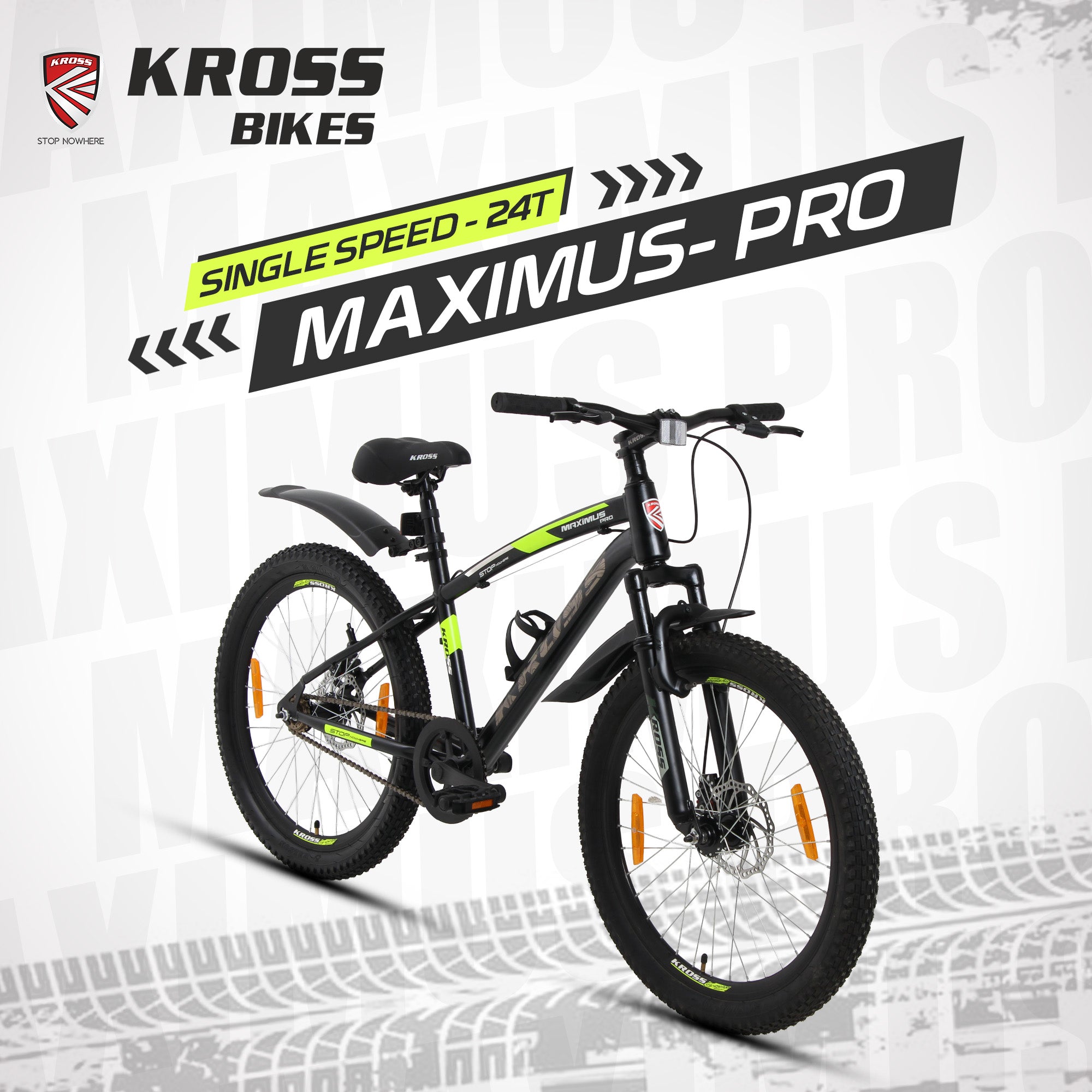 Kross Maximus Pro Kross 24T Black/Yellow MTB – 37 cm Frame, Dual Disc Brakes, Front Suspension