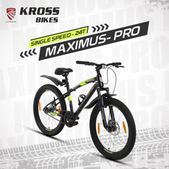 Kross Maximus Pro Kross 24T Black/Yellow MTB – 37 cm Frame, Dual Disc Brakes, Front Suspension