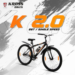 Kross K 2.0 26T MTB Bike – Black, Single Speed, Steel Frame