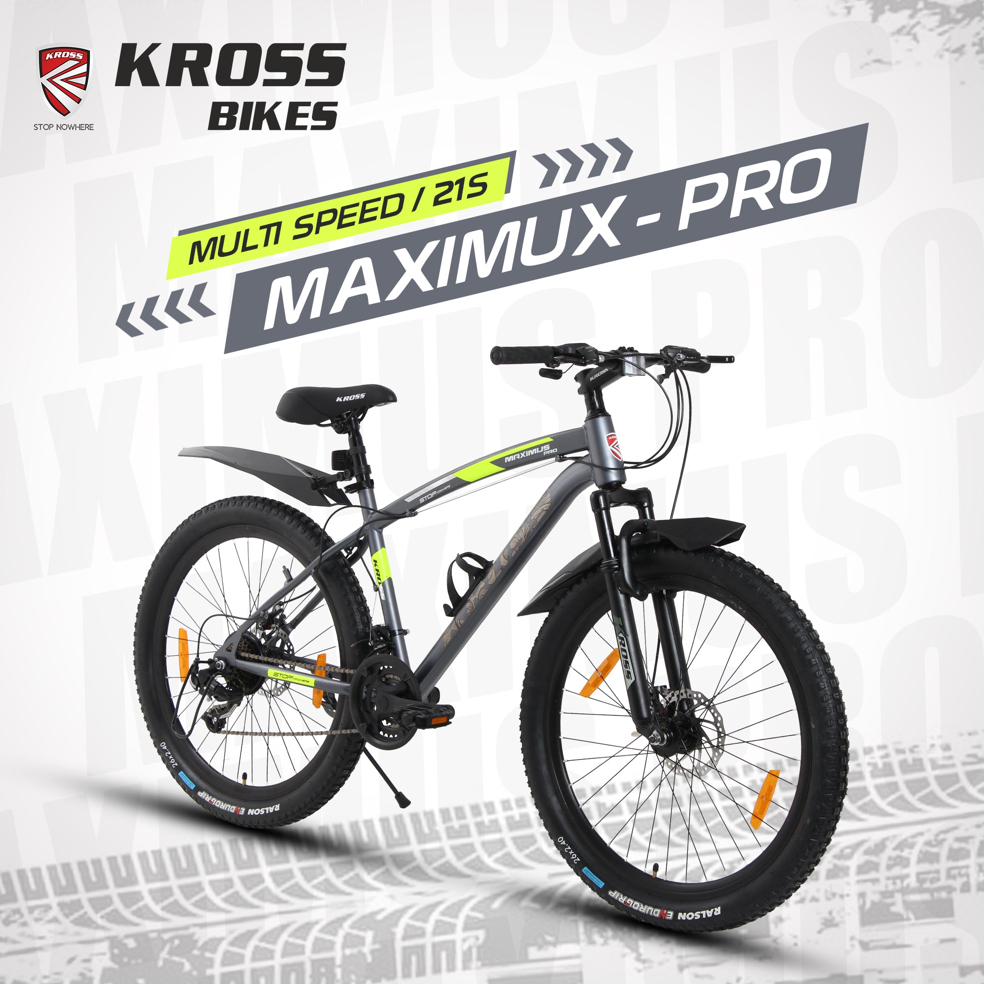 KROSS Maximus Pro 26T 21-Speed MTB with Dual Disc Brakes & Suspension – Grey