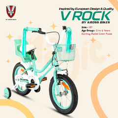 V ROCK Magic 14T Kids Bicycle – Magic White with Turquoise Accessories | Training Wheels | Basket & Doll Carrier (Copy)