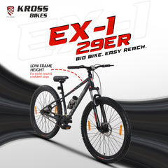 Kross EX-1 29T MTB Bicycle, 29 Inch Tyres, Front Suspension with Lockout, Dual 160mm Disc Brakes, Steel Frame, Single Speed