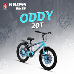 Kross Oddy 20T Kids Bicycle with Training Wheels, V-Brakes, Steel Frame, Blue/Grey