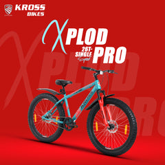 Kross Xplod Pro 26T Mountain Bike with Suspension Fork, Dual Disc Brakes, Alloy Frame, 26 x 3.0 Wide Tyres, Single Speed