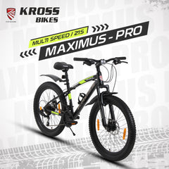 Kross Maximus Pro 24T 21-Speed MTB Bike with Dual Disc Brakes & Suspension – Glossy Black