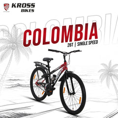 Kross Colombia 26T IBC V-Brake Single Speed Bicycle with Mudguard & Bottle Cage (Red/Black)