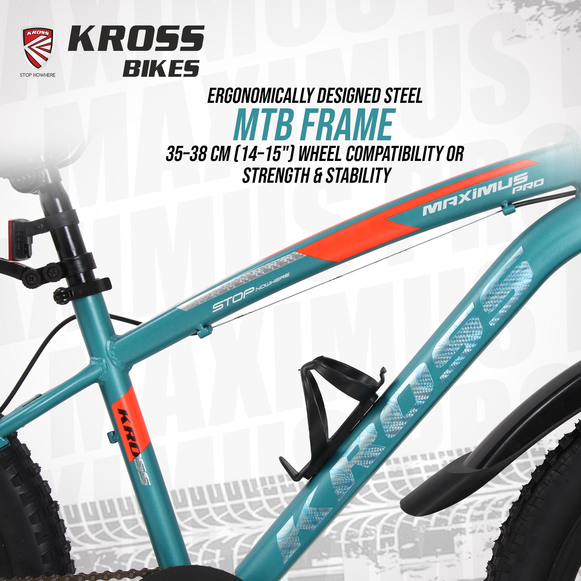 Kross Maximus Pro 24T Single Speed Double Disc Kids/Teens MTB – Matte Blue – Steel Frame, Suspension Fork, 24×2.40 Tyres
