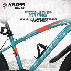 Kross Maximus Pro 24T Single Speed Double Disc Kids/Teens MTB – Matte Blue – Steel Frame, Suspension Fork, 24×2.40 Tyres
