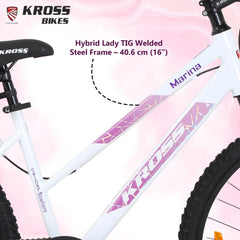Kross Marina 26T Single Speed Hybrid Lady Cycle | Alloy Rim | V-Brake | White-Purple
