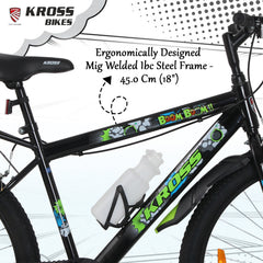 Kross Boom Boom 26T Inbuilt Carrier| Single Speed Mountain Cycle with V-Brakes | 26 Inch (Black)