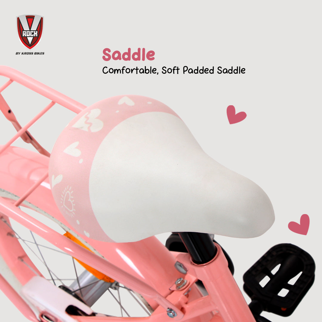 V Rock 16T Lovely Pink Kids Bicycle with Basket, Carrier & Training Wheels