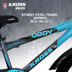 Kross Oddy 20T Kids Bicycle with Training Wheels, V-Brakes, Steel Frame, Blue/Grey