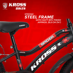 KROSS Spider 20T Single Speed Kids Bicycle for Boys & Girls | Steel Frame | V-Brakes | Matt Black