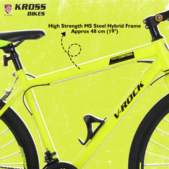V-Rock Control 28T Hybrid Bike | 21 Speed | Dual Disc Brake | Alloy Double Wall Rim | Yellow