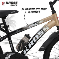 Kross Colombia 24T Kids Bicycle with V-Brakes, Mudguard & Chain Cover – Gold/Black