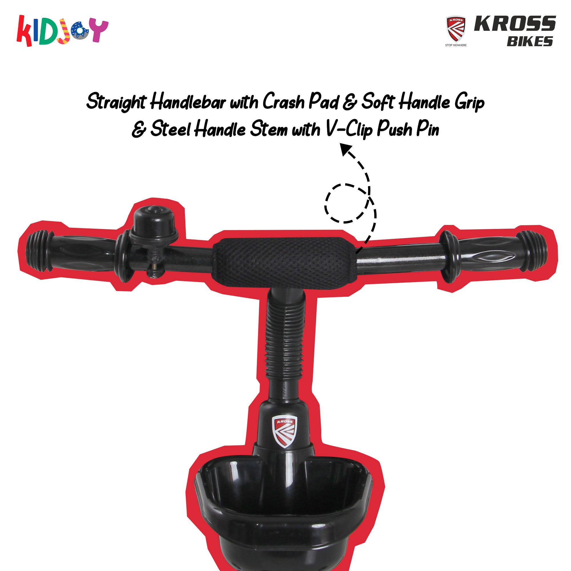 Kidjoy SS-100 Kids Tricycle for 1.5–4 Years with Parental Handle, Canopy & Safety Guard – Steel Frame (Red)