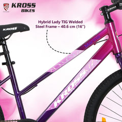 Kross Marina 26T City Bike with Alloy Rims, V-Brakes & Steel Frame – Pink/Purple