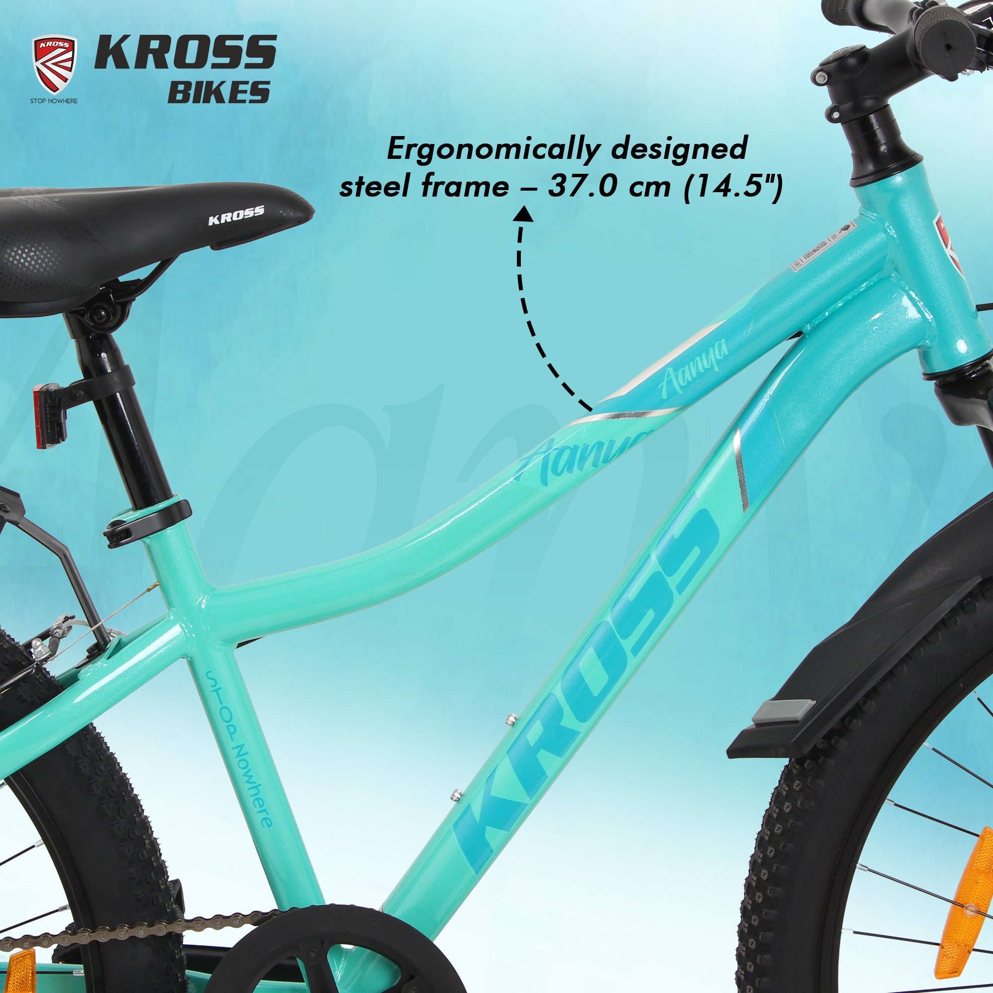 Kross Aanya 26T Single Speed MTB Cycle with Suspension Fork, Alloy Rims & 26x2.40 Tires (Green/Black)