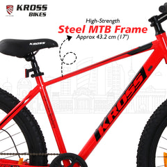 Kross Berlin 27.5T MTB – 2.40" Tyres, Single Speed, Dual Disc Brakes, Alloy Rims, Smart Red